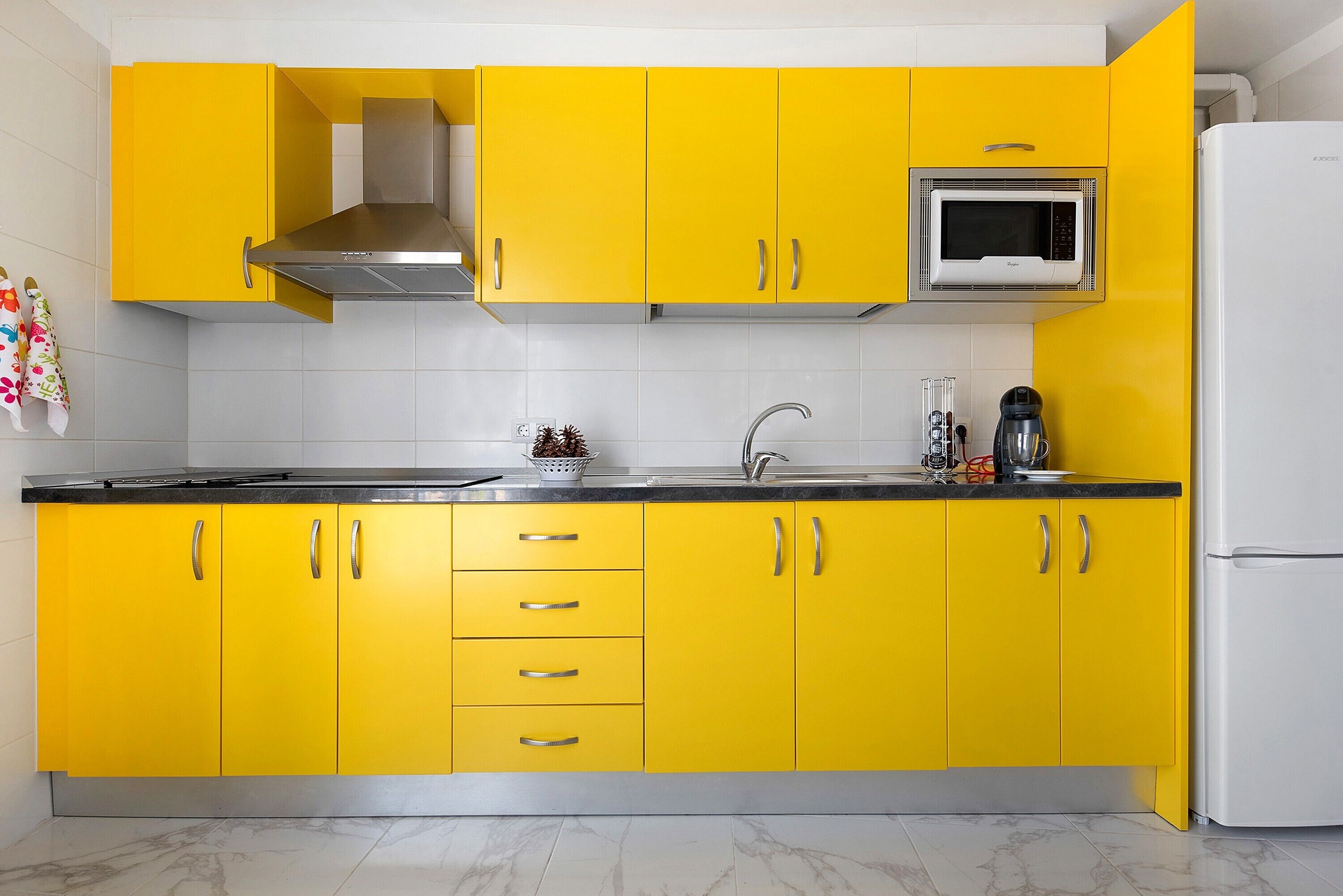 Réfrigérateur, micro-ondes, plaque de cuisson, lave-vaisselle