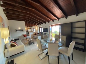 TV, fireplace - Penthouse Andrea apartment with private pool (Meina)