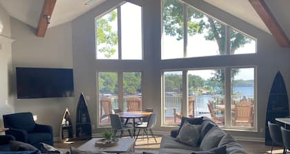 Large, private, multifamily lake retreat.