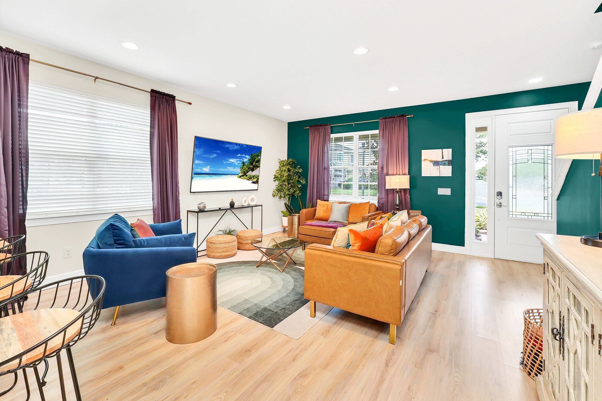 Smart TV, fireplace, video games