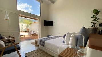 Premium bedding, down duvets, Select Comfort beds, minibar