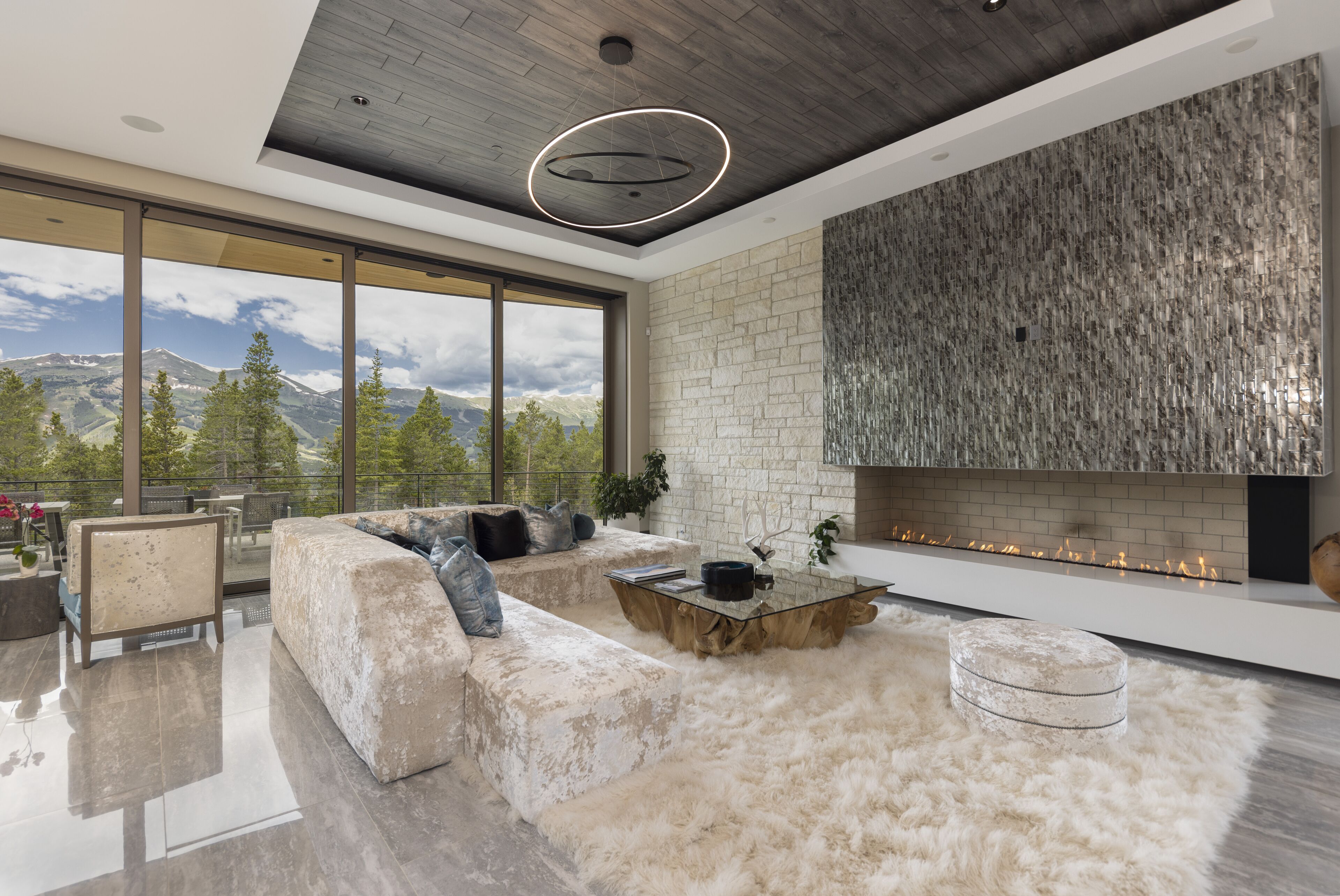 TV, fireplace, books, offices