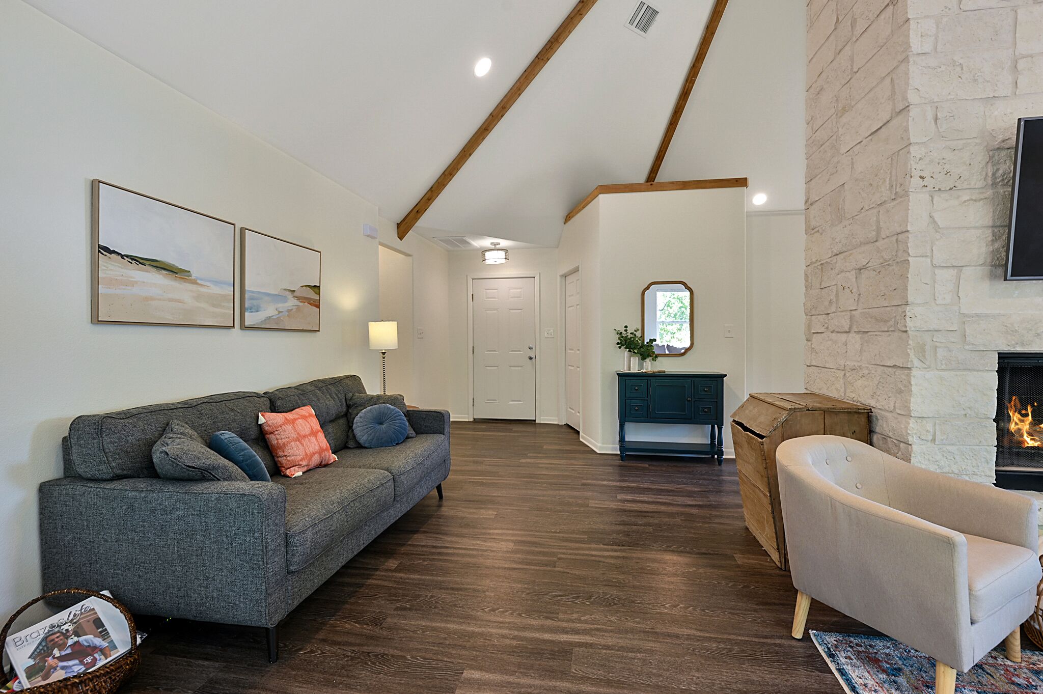 Smart TV, fireplace, video games