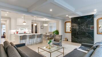 Smart TV, fireplace, printers