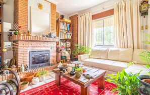 Télévision, cheminée, lecteur de DVD