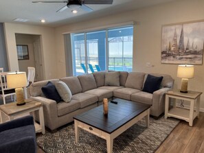 House, Multiple Beds | Living room - Villa Oasis  by Fairytale VR (Davenport)