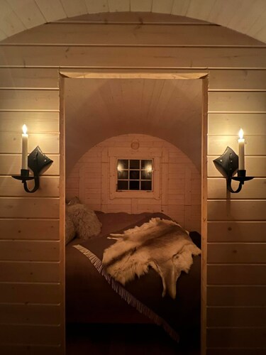 Viking Hut Frigg Set Amid Rainforest w/Hot tub