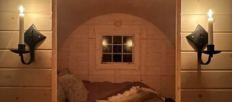 Viking Hut Frigg Set Amid Rainforest w/Hot tub