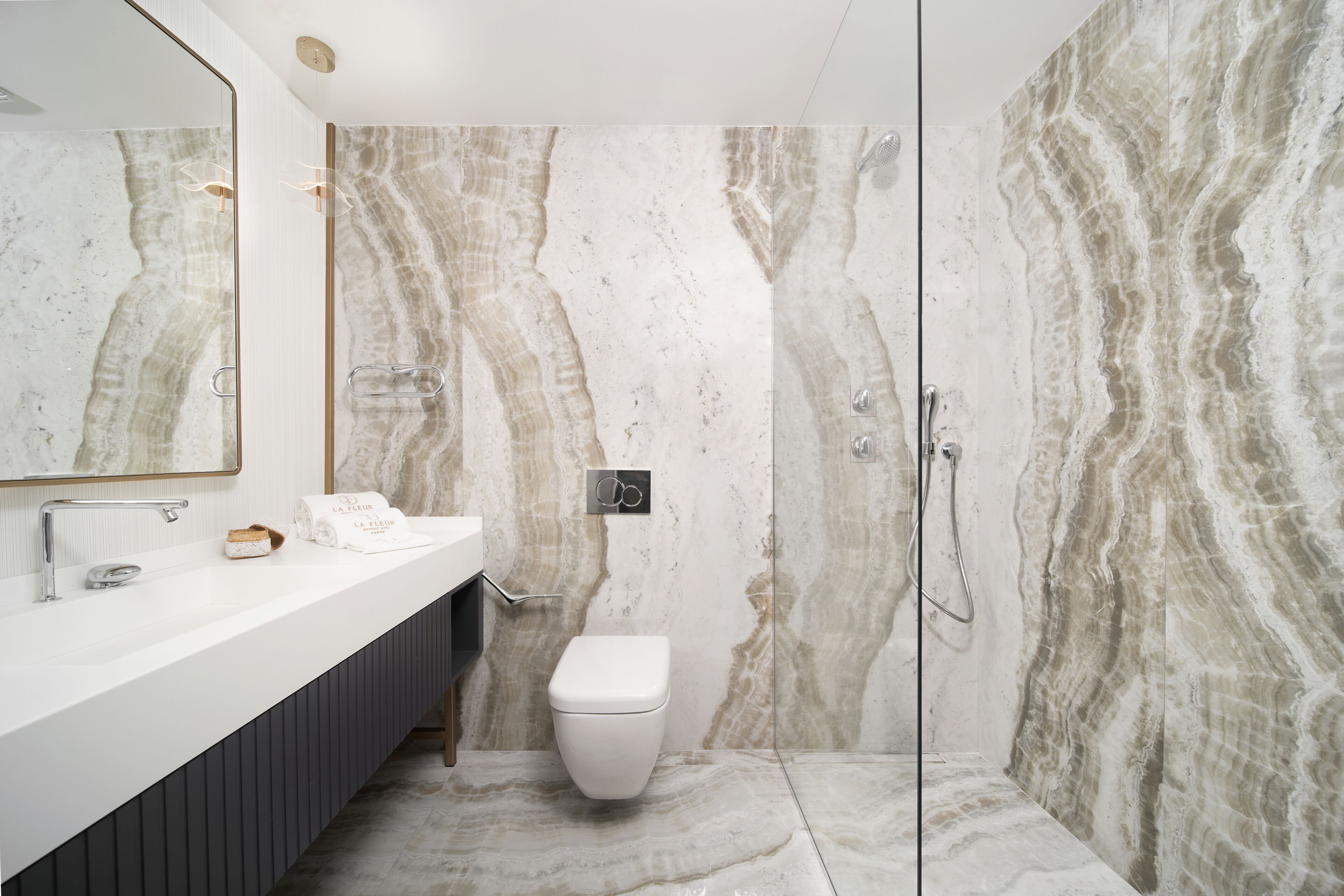 deluxe double room | bathroom | designer toiletries, hair dryer, dressing gowns, slippers