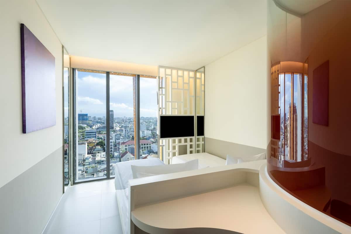 Eenvoudige kamer, 2 eenpersoonsbedden, uitzicht op de stad | Luxe beddengoed, Select Comfort-bedden, een minibar