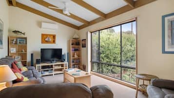 TV, DVD player, books, stereo