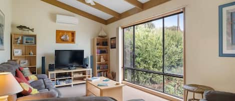 TV, DVD player, stereo