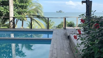 Outdoor pool, sun loungers