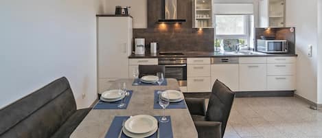 Fridge, microwave, oven, dishwasher