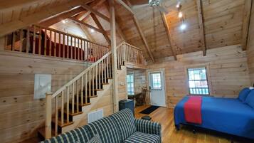 Een televisie, een open haard en een dvd-speler