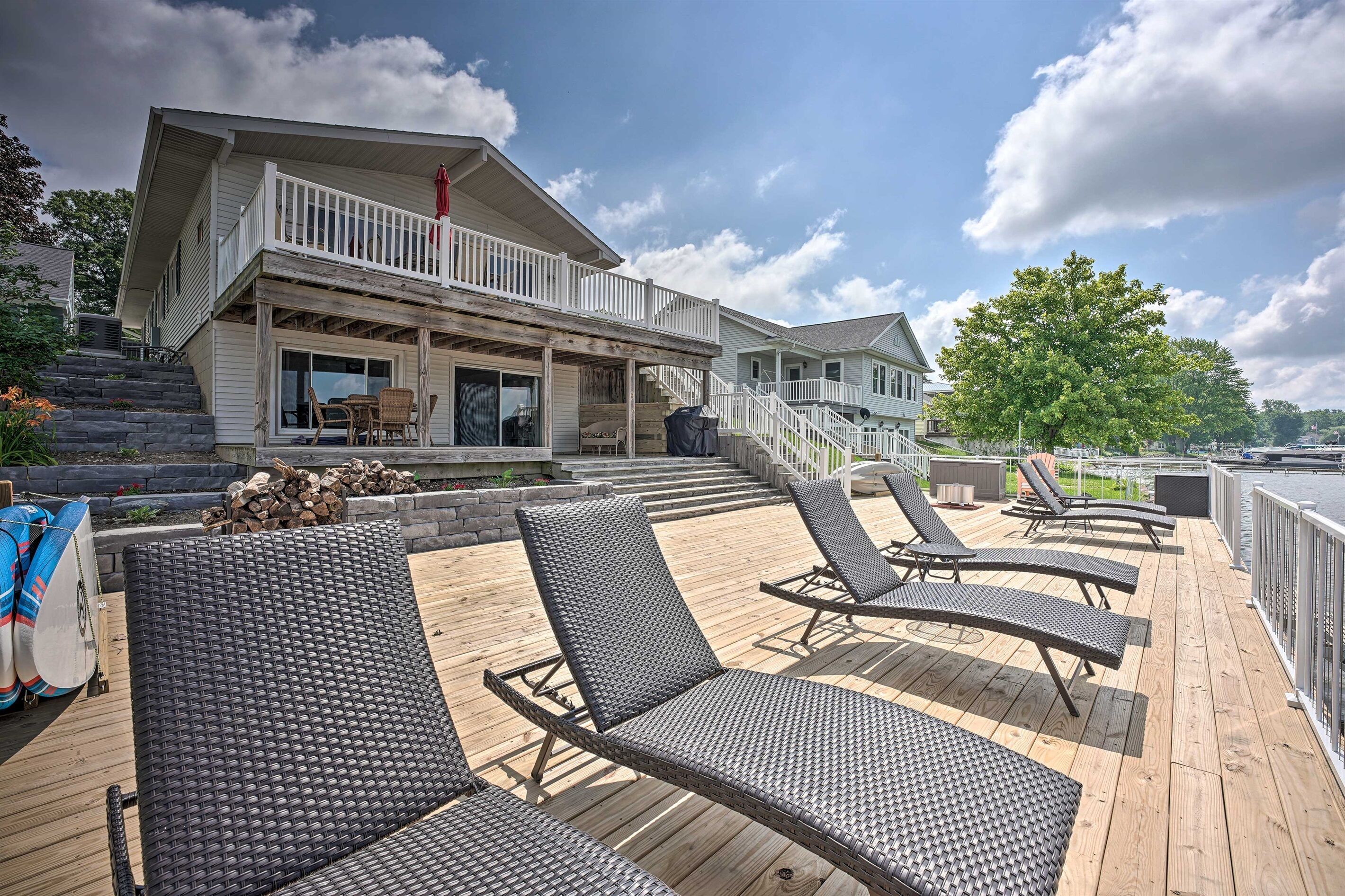 Lakeside home with large deck for enjoyment