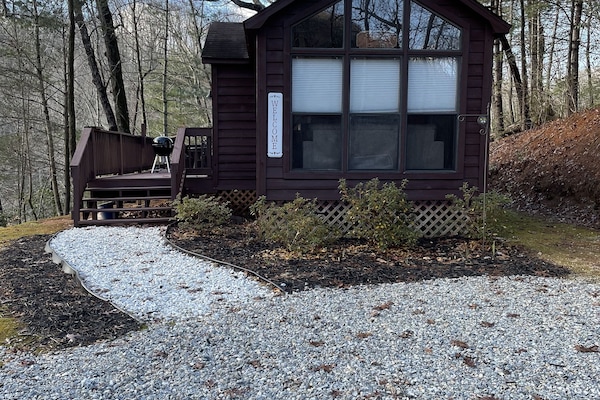 Front of cabin where you park.