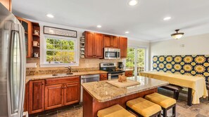 House, Multiple Beds (Village Fringe Hideaway) | Private kitchen | Microwave, coffee/tea maker, toaster, blender - Village Fringe Hideaway (East Hampton)