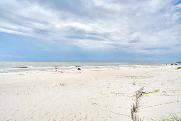 Beach nearby, sun loungers