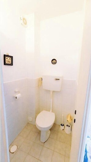 Combined shower/bathtub, hair dryer, towels, soap