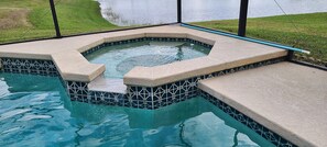 Outdoor pool, a heated pool - 5 bedroom lakefront home w/ large private pool & spa - Close to WDW & Universal (Kissimmee)