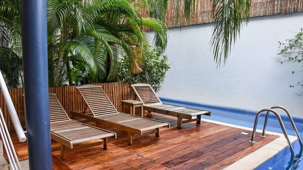 Outdoor pool, pool loungers - Great 2BR Condo Near Beach With Private Plunge Pool ! Best Deal!! (Playa del Carmen)