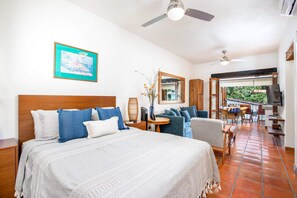 Laptop workspace, iron/ironing board, WiFi, bed sheets - Sweet Safari Studio! Selva Romantica Heart of the Romantic Zone - 2 Blocks to Beach (Puerto Vallarta)
