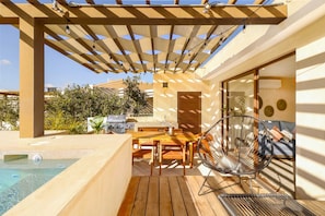 Outdoor dining - Lux 3 BR PH Casa Carlota in Tulum Private Pool BBQ Grill Sleeps 10 (Tulum)