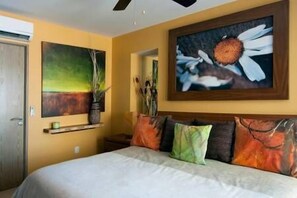 1 bedroom, laptop workspace, iron/ironing board, bed sheets