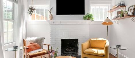 TV, fireplace, offices