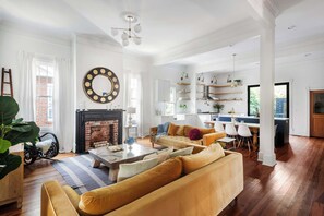 TV, fireplace, offices