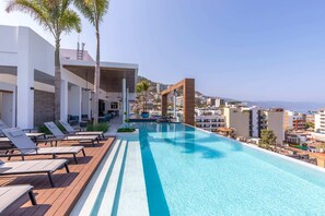 Outdoor pool - Brand New! 1 BR 2 BA Penthouse at D'esire Luxury Residences! Heart of the Romantic Zone! (Puerto Vallarta)