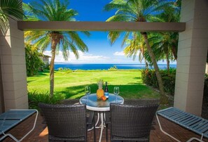 Outdoor dining - Ridge 2412- Ocean Views & Expansive Lawn Retreat (Lahaina)
