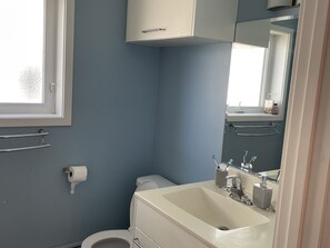 Badewanne, Haartrockner, Handtücher, Seife