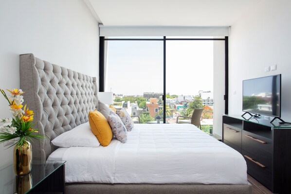 1 bedroom, bed sheets - Studio505 En Vanessa24 A 5min De La 5ta Av Y Playa (Playa del Carmen)