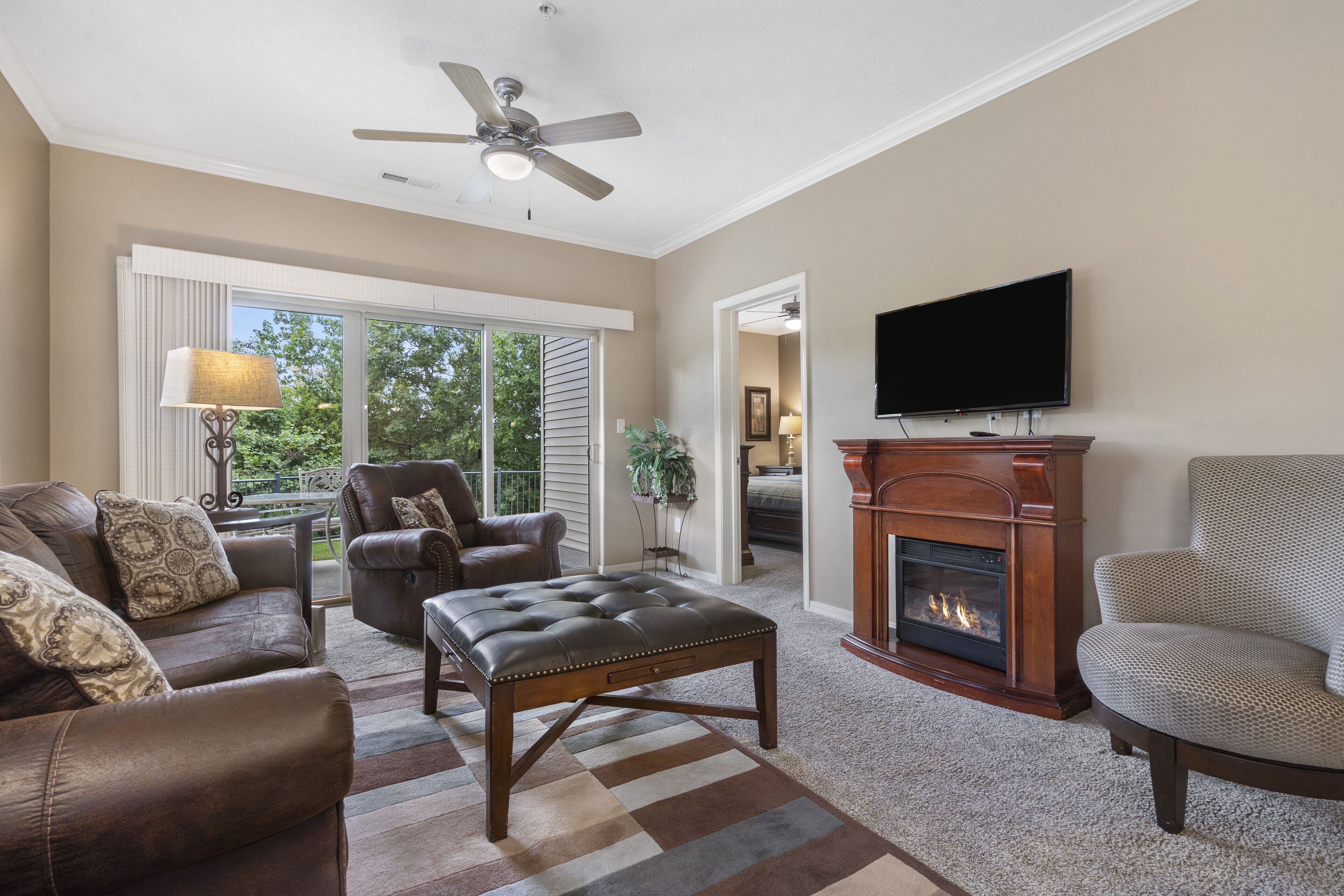 Condo, Multiple Beds, Patio | Living room | Fireplace