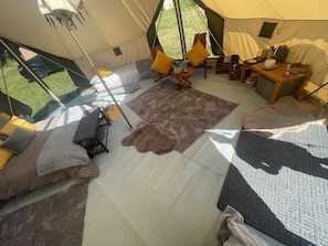 Cabin, 1 Queen Bed | 1 bedroom, bed sheets - Unique Star Gazer Bell Tent - Dog Friendly (Gaerwen)