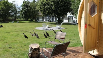 Kabin Standar, kamar mandi umum, pemandangan kebun (Schlaffass 4) | Eksterior