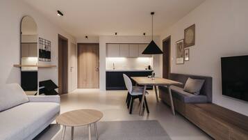 Lejlighed | 1 soveværelse, allergivenligt sengetøj, pengeskab på værelset