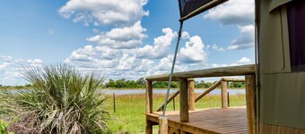 Wonderful tent by the river in the Okavango Delta