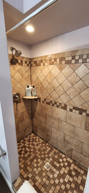 Ensemble douche/baignoire, sèche-cheveux, serviettes fournies, savon