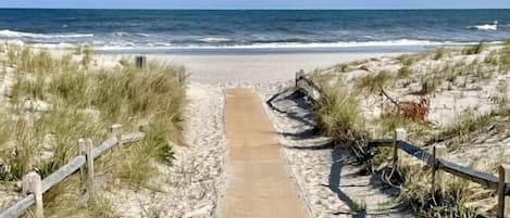 Beach nearby, sun loungers