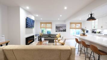 Smart TV, fireplace, video games, books