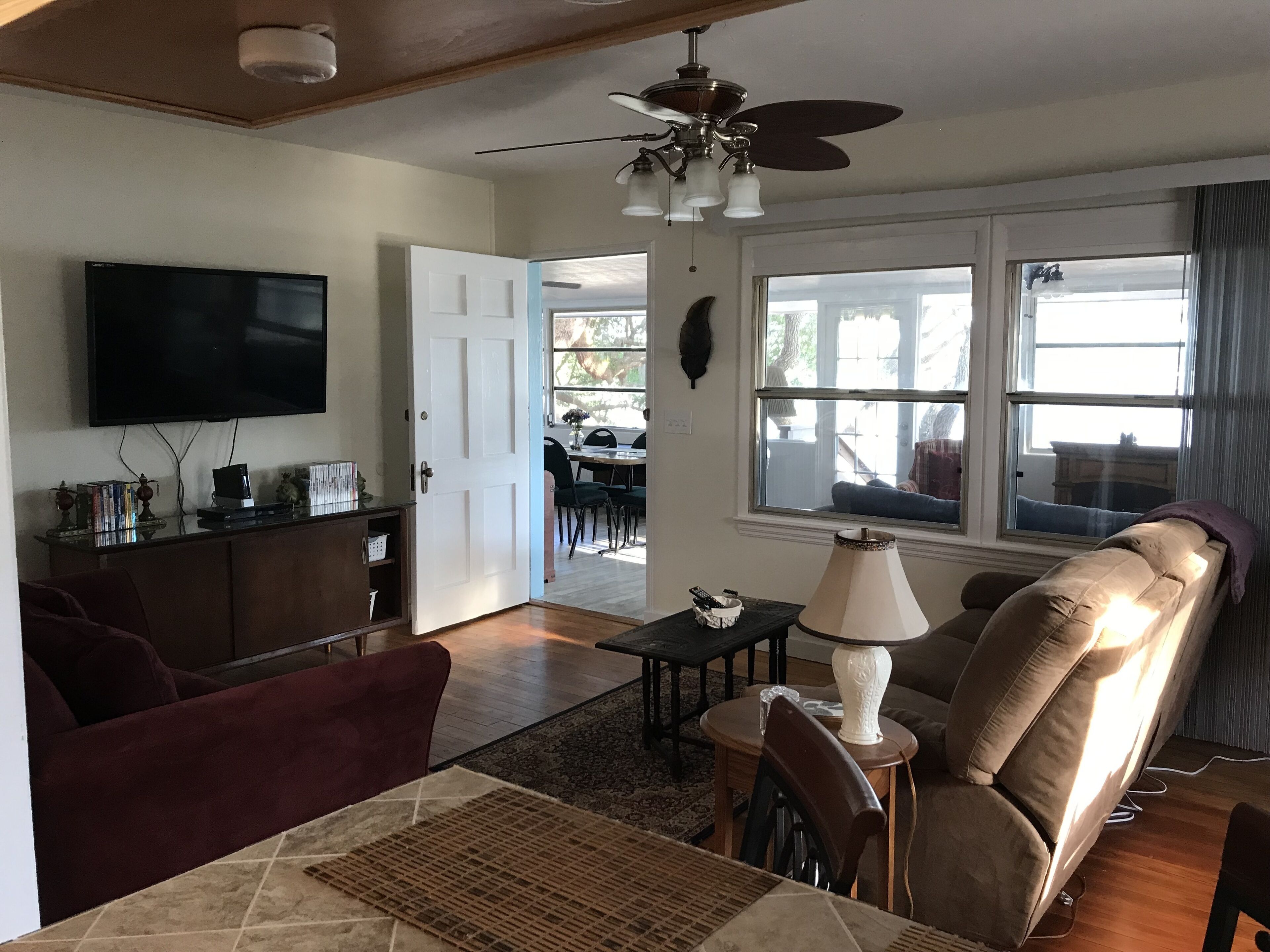 Video games, DVD player, books, video library