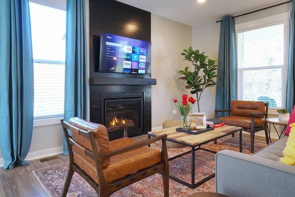 TV, fireplace, Netflix, streaming services