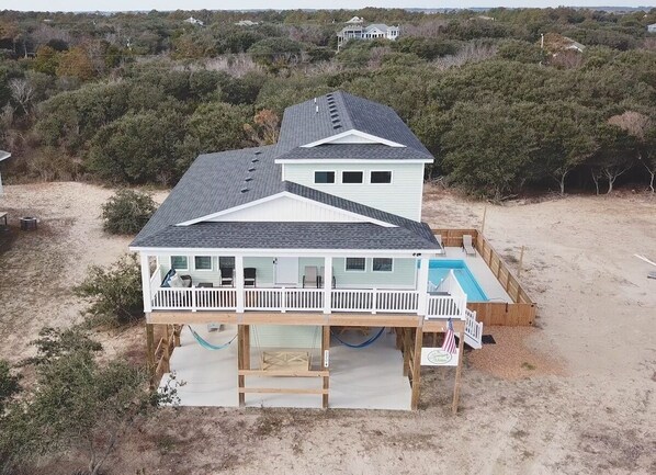 Exterior - Splash of Lime 4x4 Carova Beach Cottage - Private Pool/Hot Tub (Corolla)