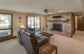 Smart TV, fireplace, DVD player