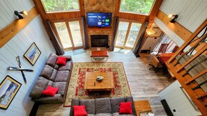 Smart TV, fireplace, video games, books