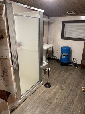 Shower, soap, toilet paper