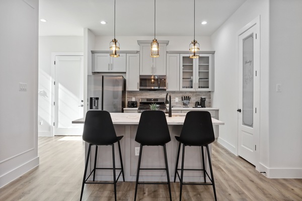 Island seating for work, dining, or just keeping the chef company : )